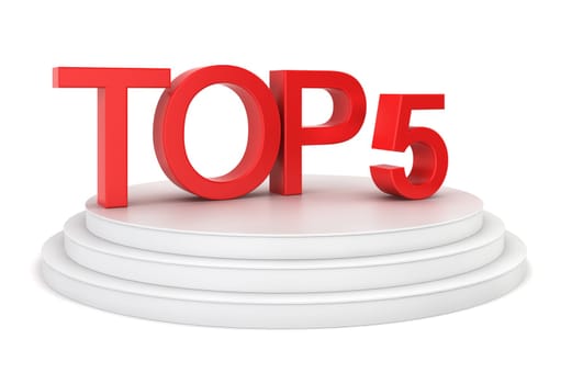 Top five. 3d illustration on white background
