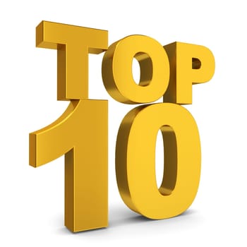 Top ten. 3d illustration on white background