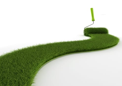 Grass brush. 3d illustration on white background