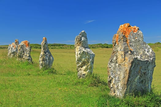 Alignements de Lagatjar,a stone age in the Finistére département,Brittany,France