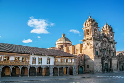 Colonial architecture and stunning church on the Plaza de Armas in Cuzco, Peru