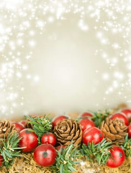 Close up on Christmas tree decoration and holiday lights