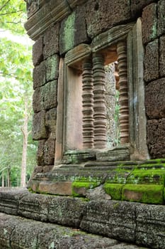 Architecture Khmer,windows in the ruins of Prasat Phamon Rung in Thailand