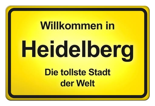 A yellow entrance sign with friendly welcome - Welcome