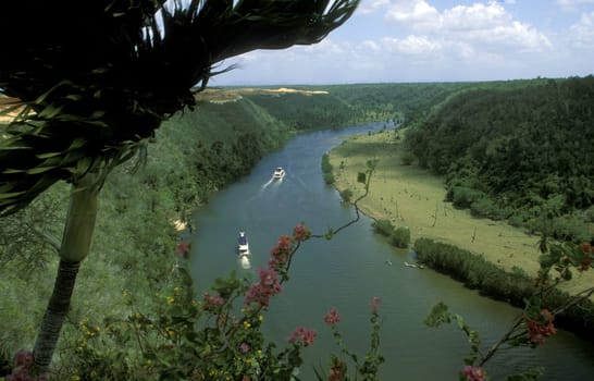 the Landscape at the colonial village of Altos de Chavon in the Dominican Republic in the Caribbean Sea in Latin America.