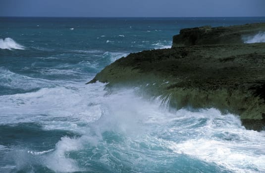 The coast at the Village of Punta Cana in the Dominican Republic in the Caribbean Sea in Latin America.