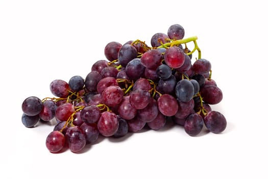 Cluster of blue grapes with water drops isolated on white Background