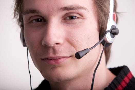 call center young man with a headset