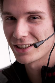 call center young man with a headset