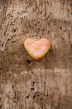 heart shaped bisquits on wooden rough table