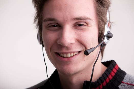 call center young man with a headset