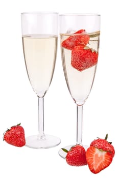 Strawberries sparkling wine