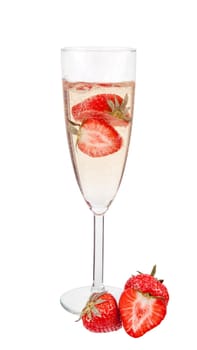 Strawberries sparkling wine