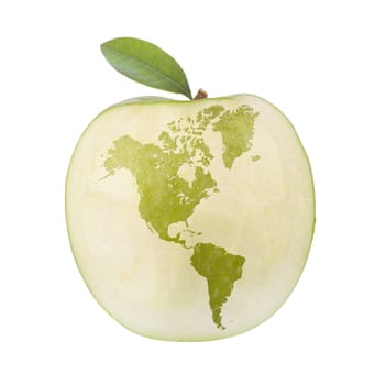 Apple with world map