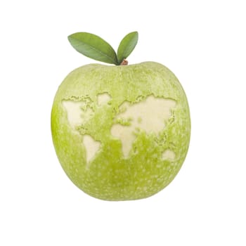 Apple with world map