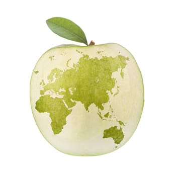 Apple with world map