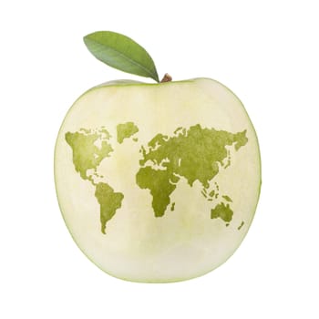 Apple with world map