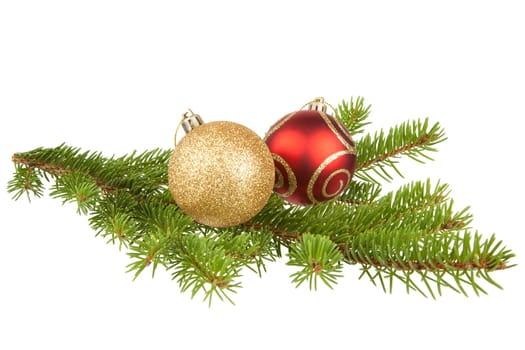 Fir branch with Christmas baubles