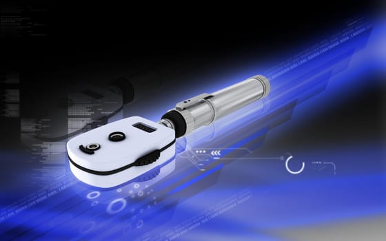 Digital illustration of ophthalmoscope in colour background