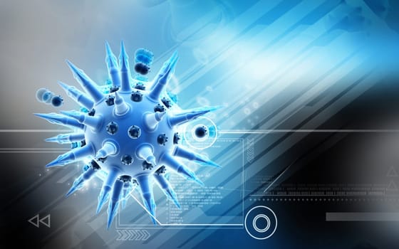 Digital illustration of Flu virus in colour background
