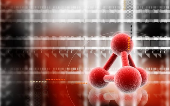 Digital illustration of molecules in colour background
