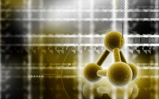 Digital illustration of molecules in colour background
