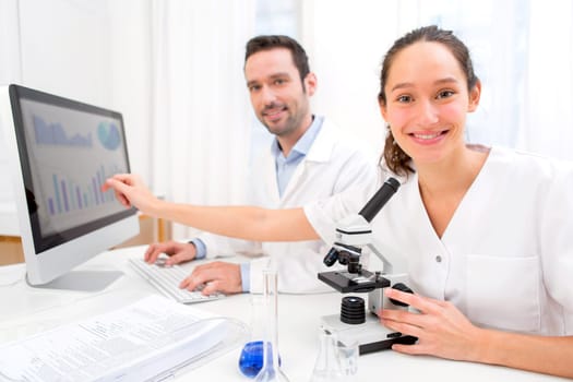 View of Scientists working together in a laboratory