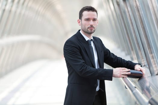 View of an attractive businessman in a building