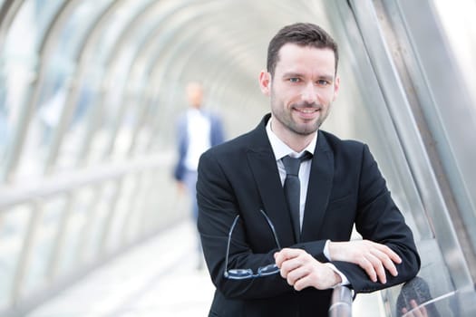 View of an attractive businessman having a break