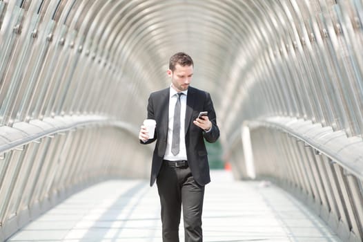 View of a Businessman having a call during a break