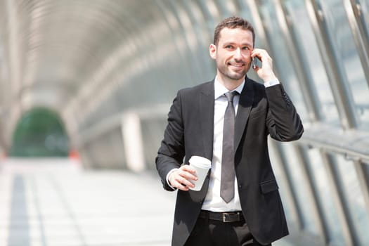View of a Businessman having a call during a break