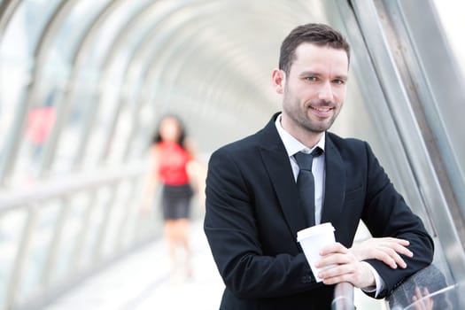 View of an attractive businessman having a break