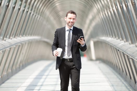 View of a Businessman having a call during a break