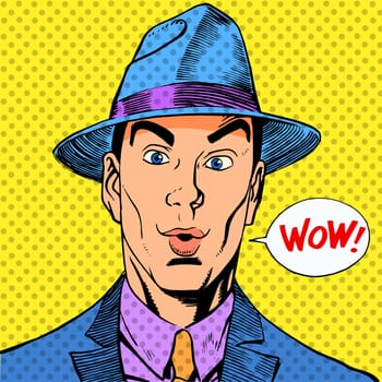 surprised elegant funny man a gentleman in a hat retro style