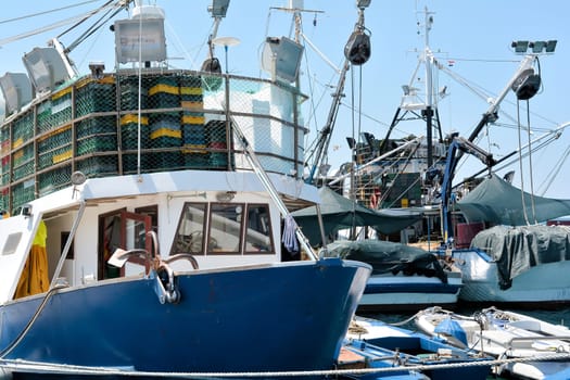 Fishing boats on the Croatian Adriatic coast in the port of Rovinj