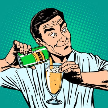 The bartender pours the beer. Alcohol drinks bar man
