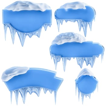 set of banners with snow and icicles, as a symbol winter holidays