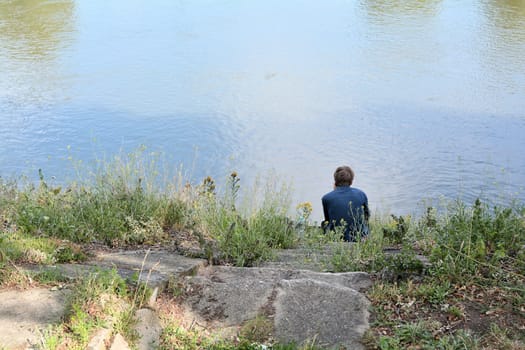 Relaxing on the banks of the Elbe in Magdeburg