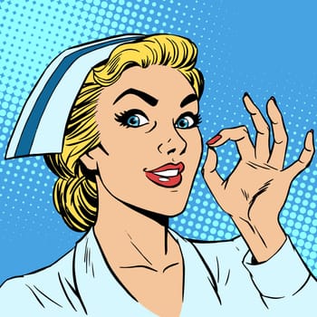 Nurse okay gesture. Medicine health medical insurance