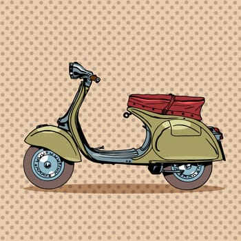 Vintage scooter transport retro. Road trip car rental