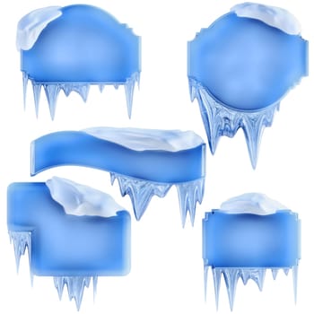 set of banners with snow and icicles, as a symbol winter holidays