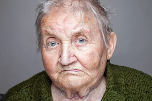 Closeup portrait of an elderly woman
