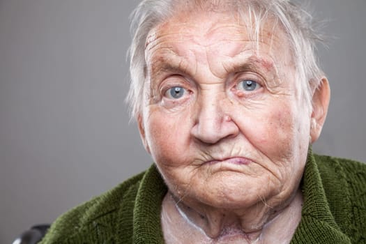 Closeup portrait of an elderly woman