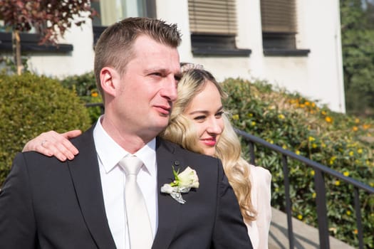 Portrait of Happy couple on their wedding day.