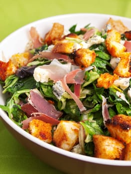 French Provencal Salad with green salad, bacon and blue cheese