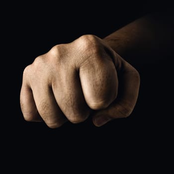 Closed fist in a concept of fight sports.