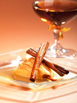 Pears with rum and cinnamon