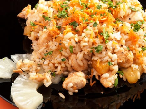 Seafood risotto - rice with shrimps and herbs