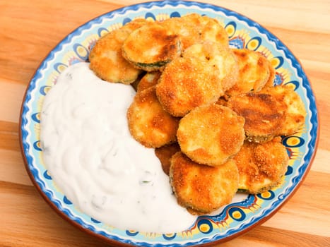 Fried zucchini with mayonnaise