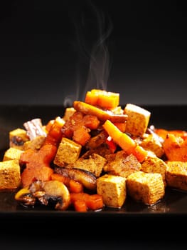 Thai tofu with carrots and mushrooms